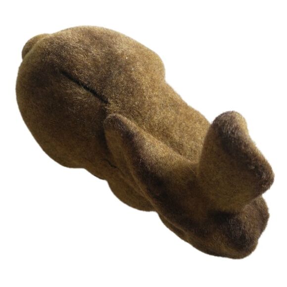 Vtg Flocked Rabbit Bank Bunny Easter REALISTIC Figural 80s Brown Fuzzy Stopper. - Picture 13 of 16